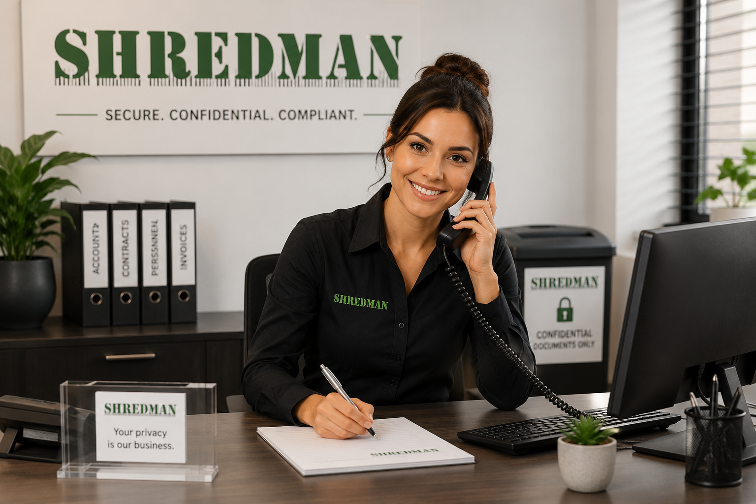 Friendly professional office admin contact visual