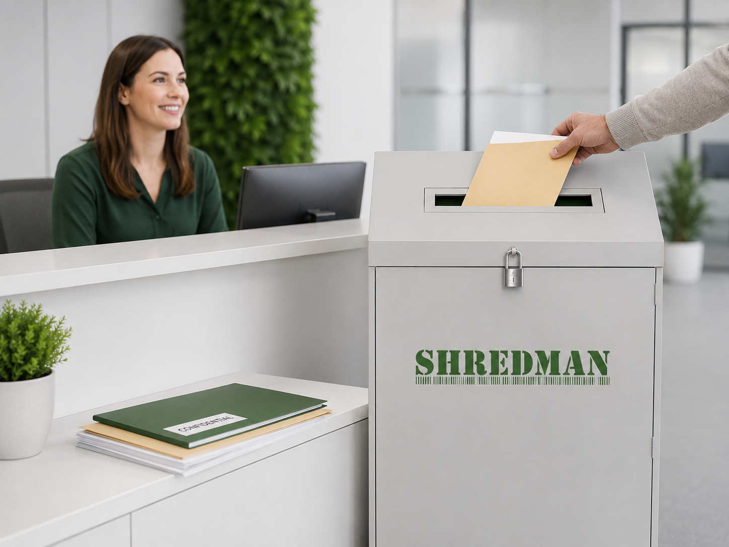 Secure drop-off box for confidential documents