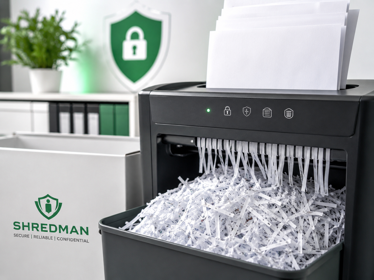 Close-up of shredded paper and secure document shredding